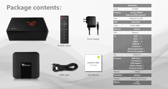 Android 11 TX3 Mini Plus OTT  Dekoder Amlogic S905W 4K Czterordzeniowy