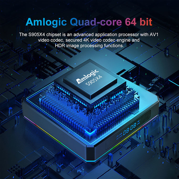 ARM Cortex A55 OTT Amlogic Android Tv Box S905x4 Czterordzeniowy odtwarzacz multimedialny