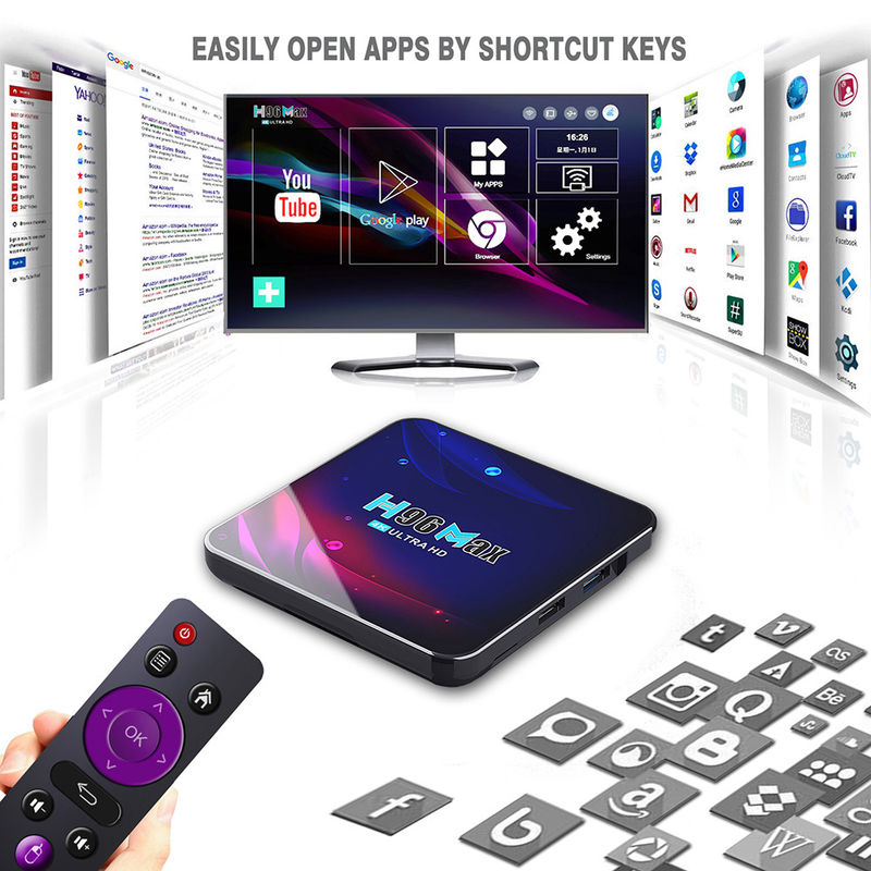 Intel Rk3318 H96max Skrzynka konfiguracyjna Odtwarzacz  Maks. 4k Android 10.0 Czterordzeniowy